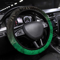 Polynesia Hammerhead Shark Steering Wheel Cover Green Tribal Pattern With Plumeria - Polynesian Pride