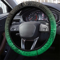 Polynesia Hammerhead Shark Steering Wheel Cover Green Tribal Pattern With Plumeria - Polynesian Pride