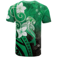 Polynesia Hammerhead Shark T Shirt Green Tribal Pattern With Plumeria - Polynesian Pride