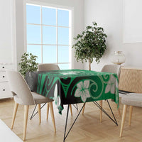 Polynesia Hammerhead Shark Tablecloth Green Tribal Pattern With Plumeria LT05 - Polynesian Pride