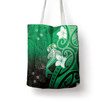 Polynesia Hammerhead Shark Tote Bag Green Tribal Pattern With Plumeria - Polynesian Pride