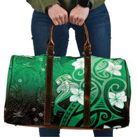 Polynesia Hammerhead Shark Travel Bag Green Tribal Pattern With Plumeria - Polynesian Pride