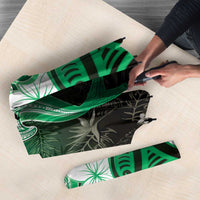 Polynesia Hammerhead Shark Umbrella Green Tribal Pattern With Plumeria - Polynesian Pride