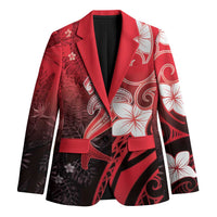 Polynesia Hammerhead Shark Blazer Red Tribal Pattern With Plumeria - Polynesian Pride