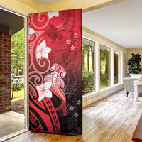 Polynesia Hammerhead Shark Door Cover Red Tribal Pattern With Plumeria - Polynesian Pride
