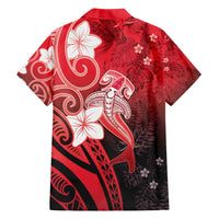 Polynesia Hammerhead Shark Family Matching Off Shoulder Maxi Dress and Hawaiian Shirt Red Tribal Pattern With Plumeria - Polynesian Pride
