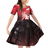 Polynesia Hammerhead Shark Family Matching Off Shoulder Short Dress and Hawaiian Shirt Red Tribal Pattern With Plumeria - Polynesian Pride