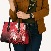 Polynesia Hammerhead Shark Leather Bag Red Tribal Pattern With Plumeria - Polynesian Pride