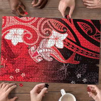 Polynesia Hammerhead Shark Puzzle Red Tribal Pattern With Plumeria - Polynesian Pride