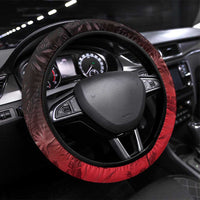 Polynesia Hammerhead Shark Steering Wheel Cover Red Tribal Pattern With Plumeria - Polynesian Pride