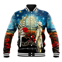 Kei Wareware Tatou New Zealand ANZAC Day Baseball Jacket Starry Night Inspo Style LT05 Unisex Blue - Polynesian Pride