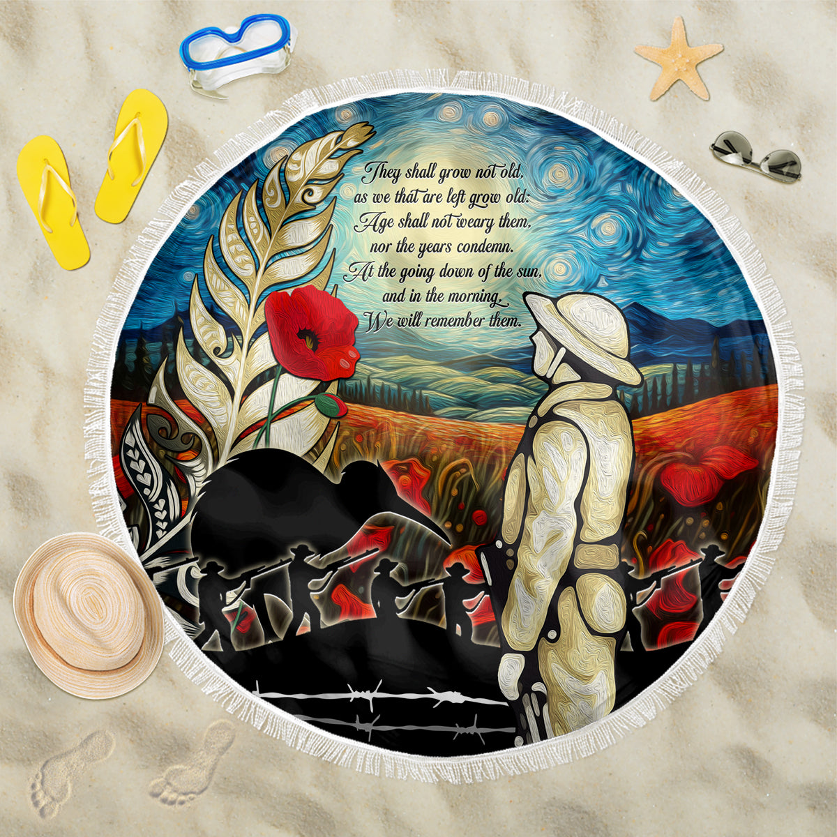 Kei Wareware Tatou New Zealand ANZAC Day Beach Blanket Starry Night Inspo Style