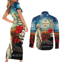 Kei Wareware Tatou New Zealand ANZAC Day Couples Matching Short Sleeve Bodycon Dress and Long Sleeve Button Shirt Starry Night Inspo Style LT05 - Polynesian Pride