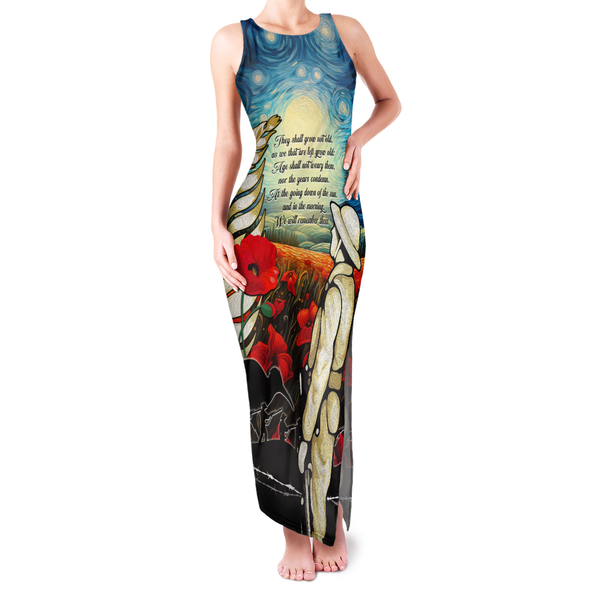 Kei Wareware Tatou New Zealand ANZAC Day Family Matching Tank Maxi Dress and Hawaiian Shirt Starry Night Inspo Style LT05 Mom's Dress Blue - Polynesian Pride