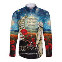Kei Wareware Tatou New Zealand ANZAC Day Long Sleeve Button Shirt Starry Night Inspo Style LT05 Unisex Blue - Polynesian Pride