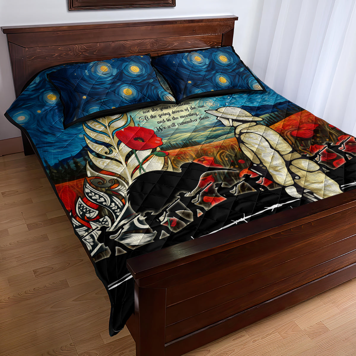 Kei Wareware Tatou New Zealand ANZAC Day Quilt Bed Set Starry Night Inspo Style