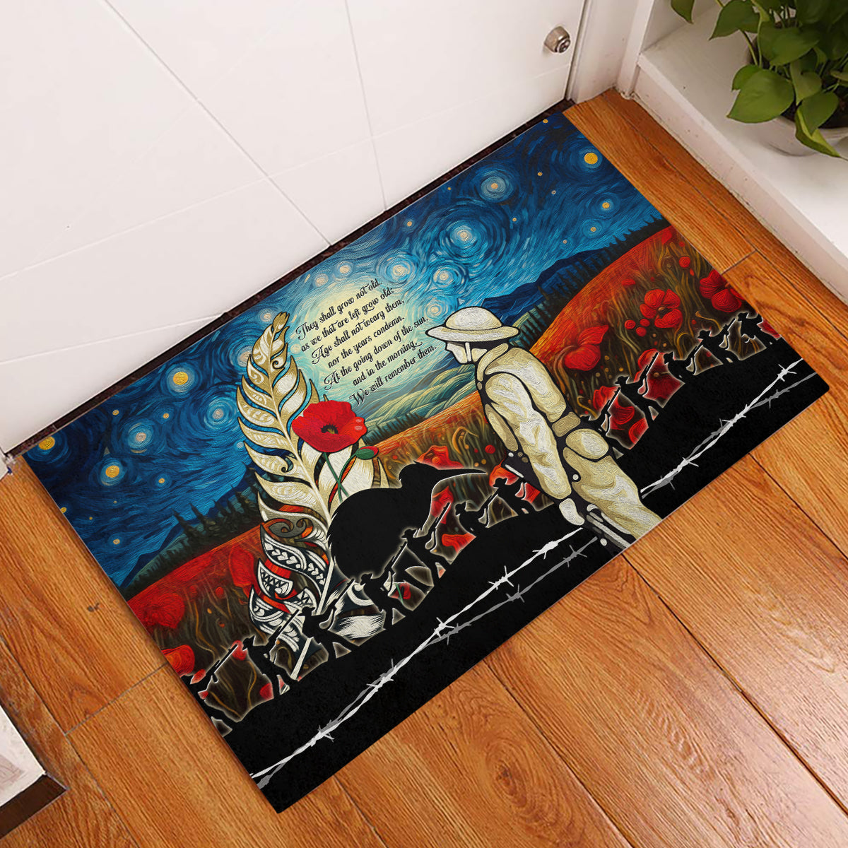 Kei Wareware Tatou New Zealand ANZAC Day Rubber Doormat Starry Night Inspo Style