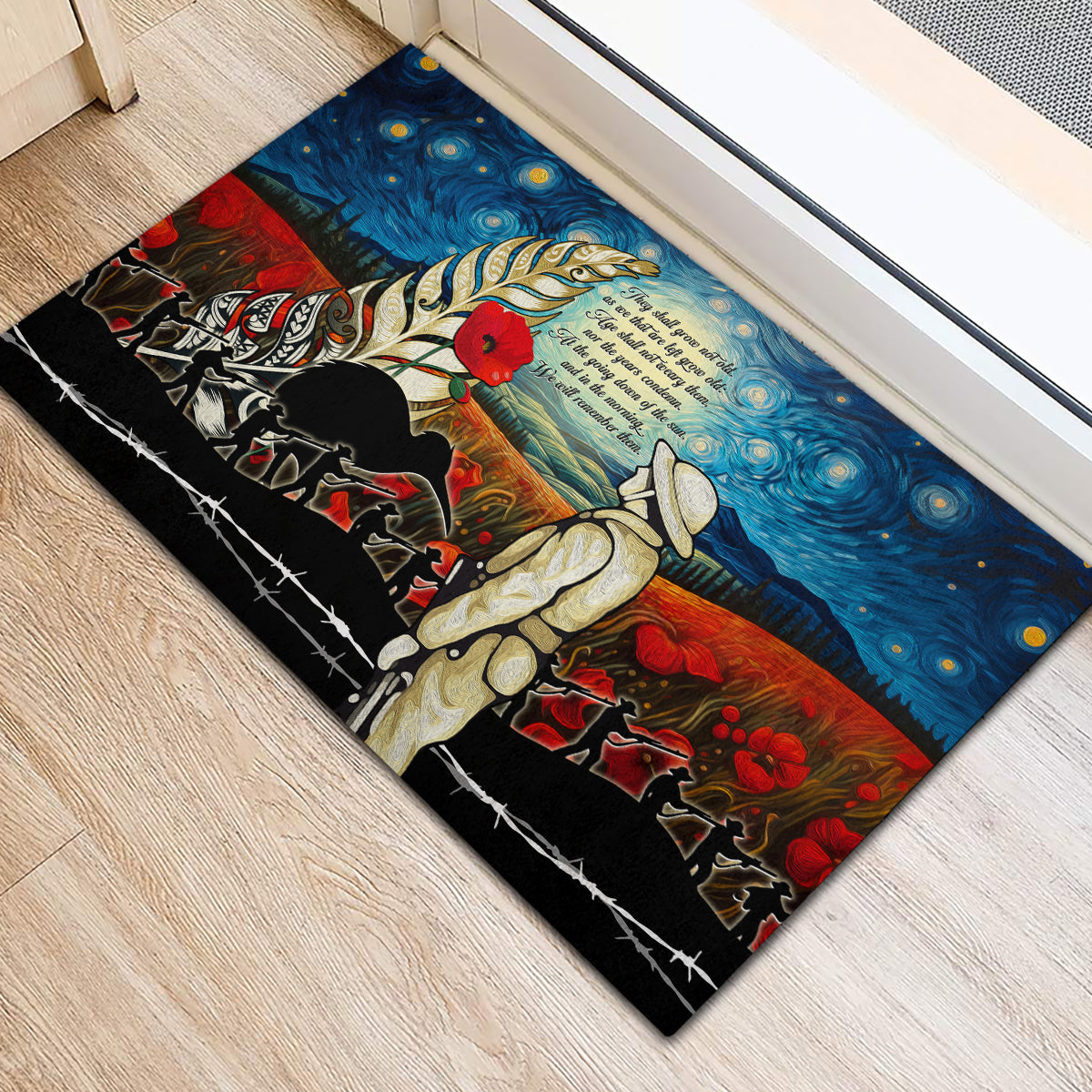 Kei Wareware Tatou New Zealand ANZAC Day Rubber Doormat Starry Night Inspo Style