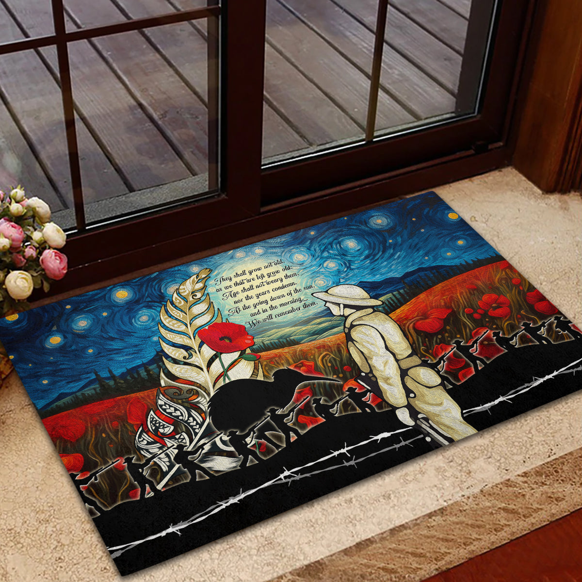 Kei Wareware Tatou New Zealand ANZAC Day Rubber Doormat Starry Night Inspo Style