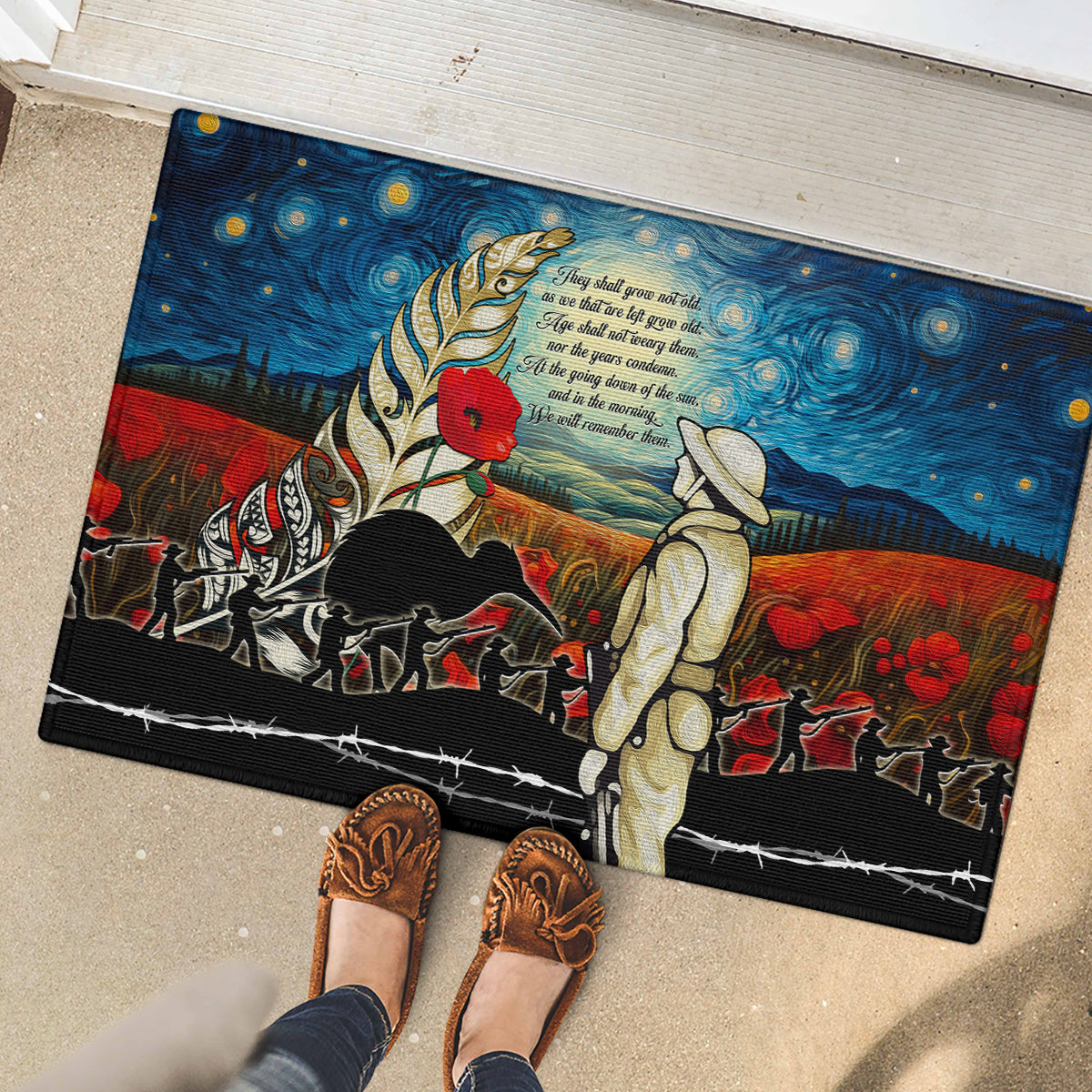 Kei Wareware Tatou New Zealand ANZAC Day Rubber Doormat Starry Night Inspo Style