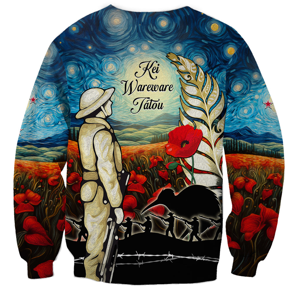 Kei Wareware Tatou New Zealand ANZAC Day Sweatshirt Starry Night Inspo Style LT05 - Polynesian Pride