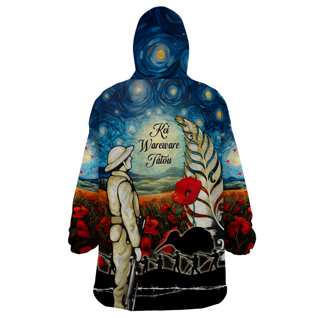 Kei Wareware Tatou New Zealand ANZAC Day Wearable Blanket Hoodie Starry Night Inspo Style LT05 - Polynesian Pride