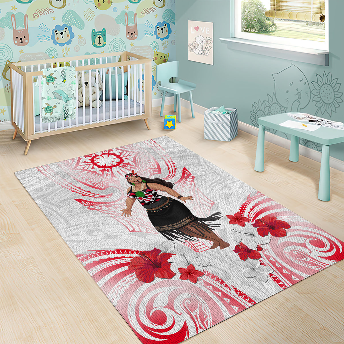 New Zealand Women's Day Area Rug Maori Wahine Polynesian Pattern