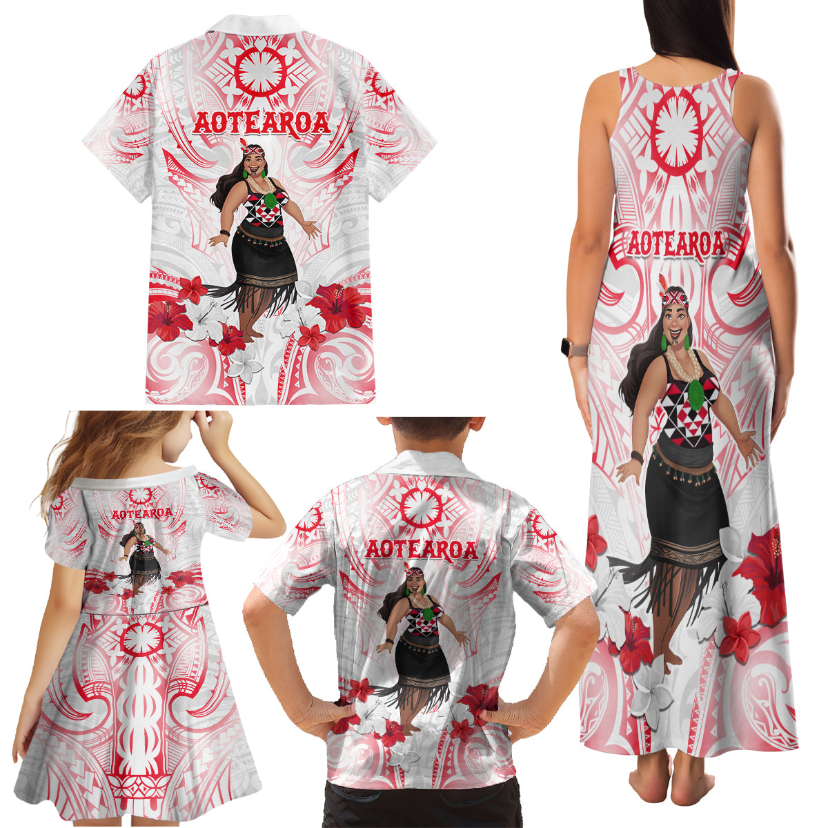 New Zealand Women's Day Family Matching Tank Maxi Dress and Hawaiian Shirt Maori Wahine Polynesian Pattern LT05 - Polynesian Pride