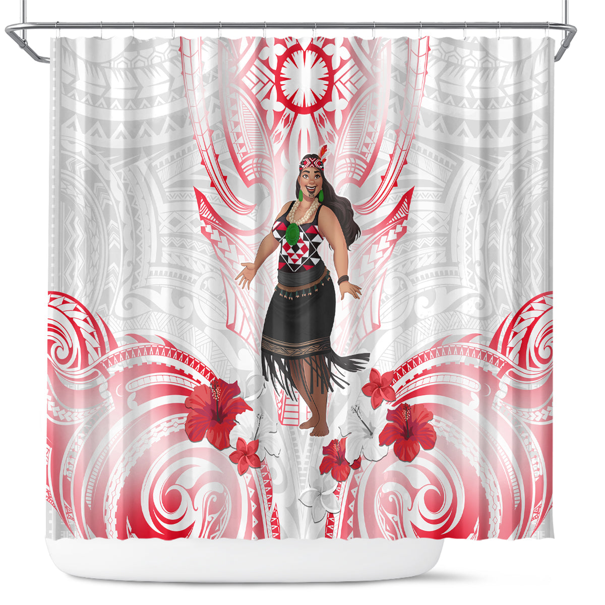 New Zealand Women's Day Shower Curtain Maori Wahine Polynesian Pattern LT05 White - Polynesian Pride