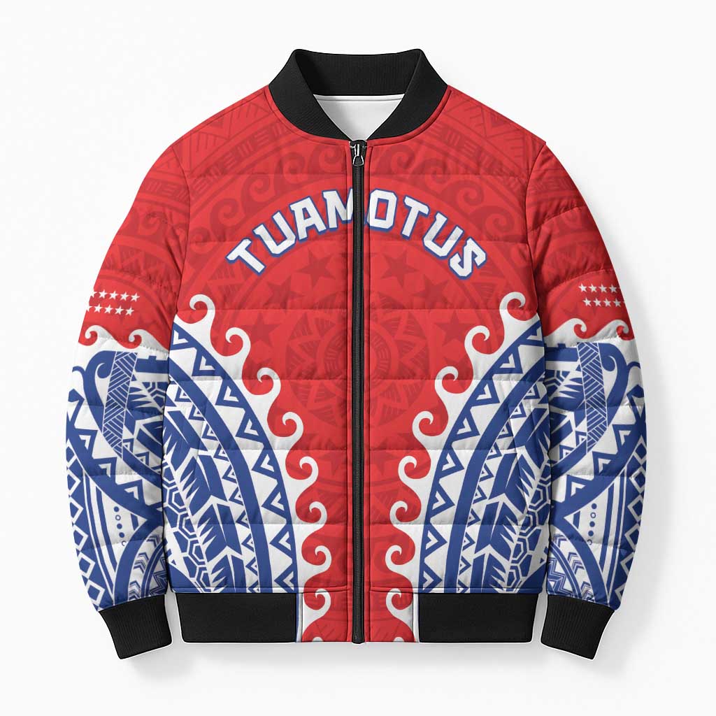 Custom Tuamotu Archipelago Bomber Puffer Jacket Polynesian Tribal Tattoo