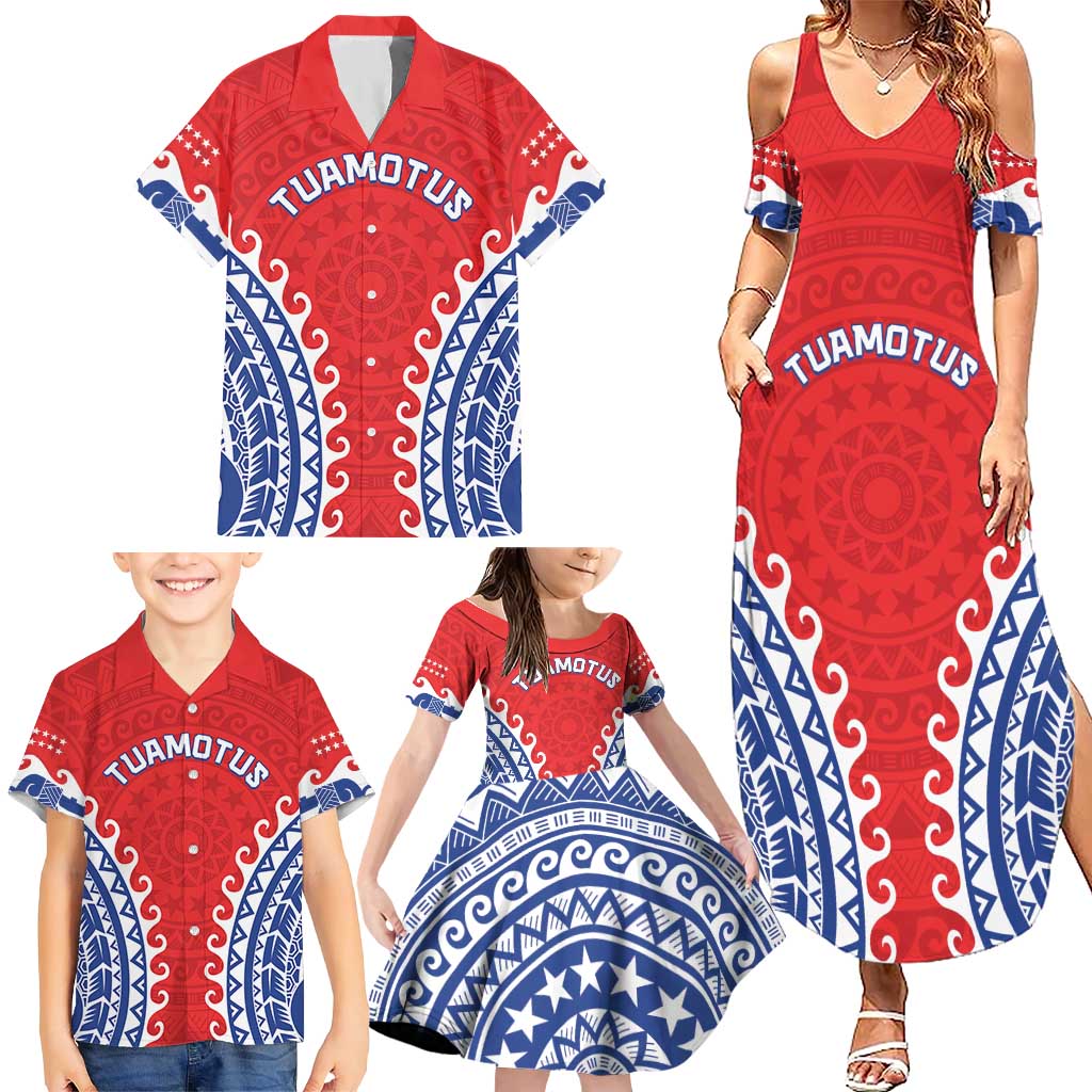 Custom Tuamotu Archipelago Family Matching Summer Maxi Dress and Hawaiian Shirt Polynesian Tribal Tattoo LT05 - Polynesian Pride