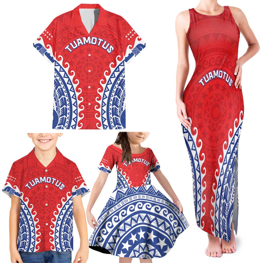 Custom Tuamotu Archipelago Family Matching Tank Maxi Dress and Hawaiian Shirt Polynesian Tribal Tattoo