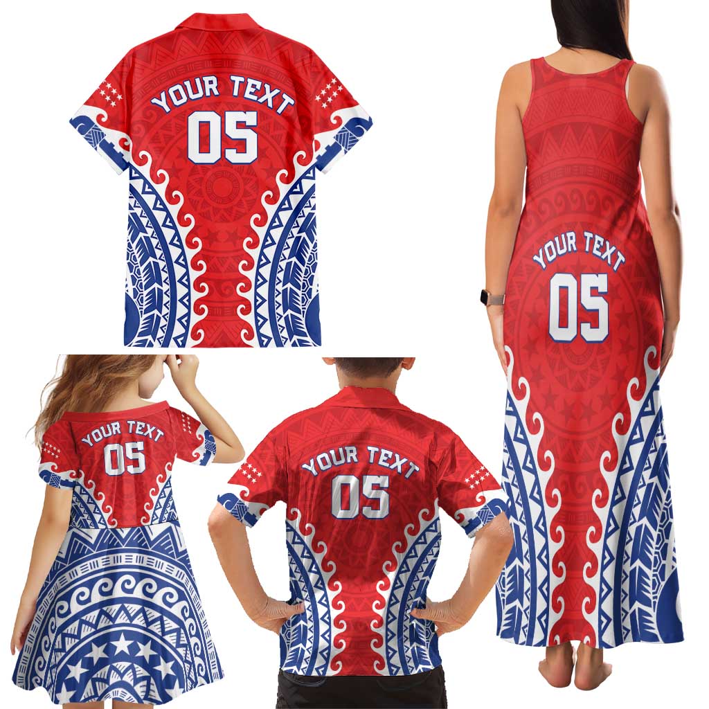 Custom Tuamotu Archipelago Family Matching Tank Maxi Dress and Hawaiian Shirt Polynesian Tribal Tattoo