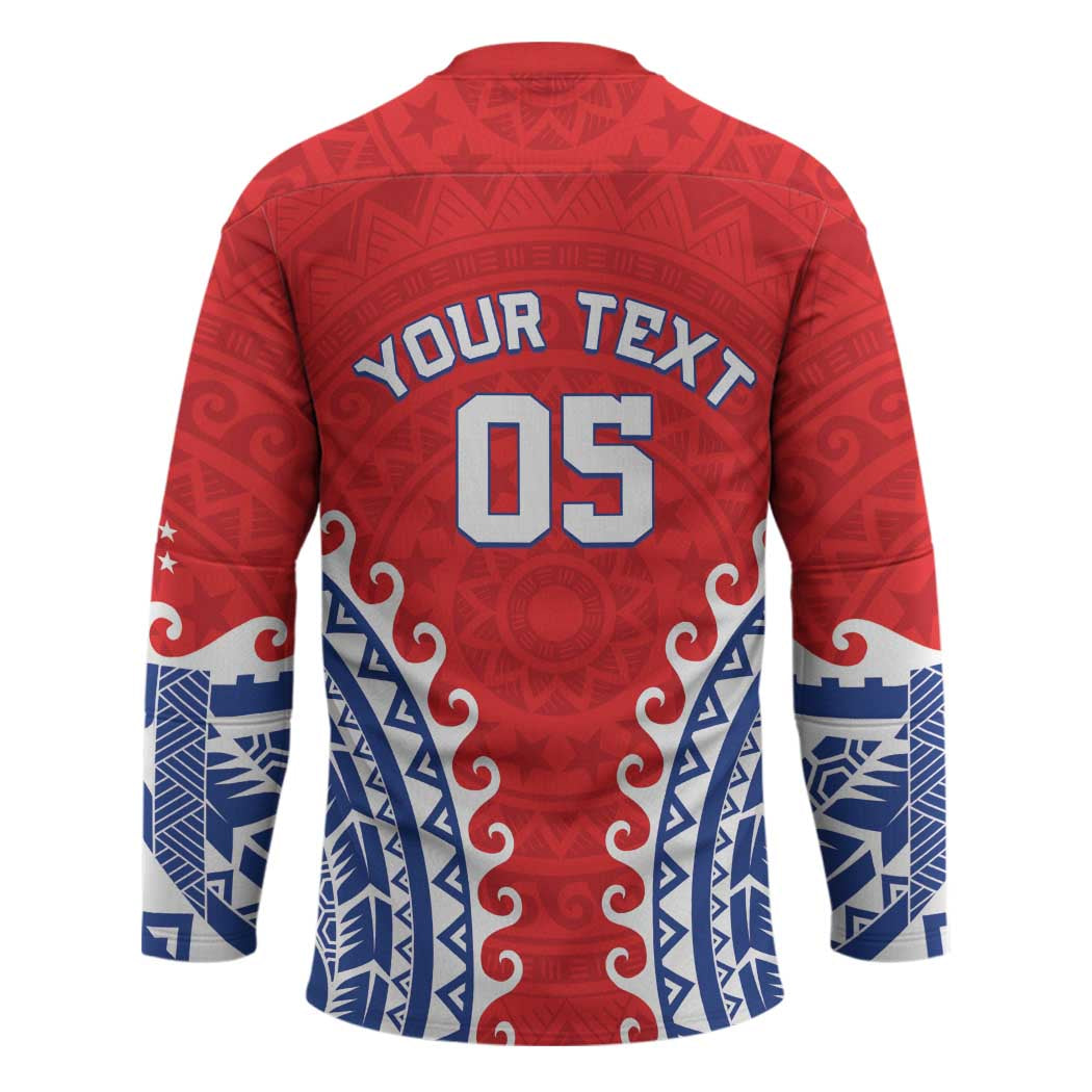 Custom Tuamotu Archipelago Hockey Jersey Polynesian Tribal Tattoo