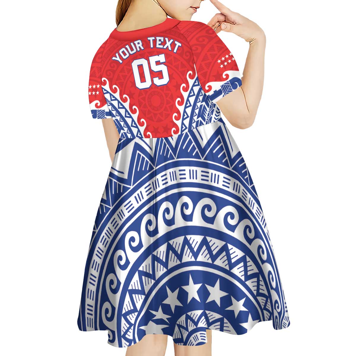 Custom Tuamotu Archipelago Kid Short Sleeve Dress Polynesian Tribal Tattoo LT05 - Polynesian Pride