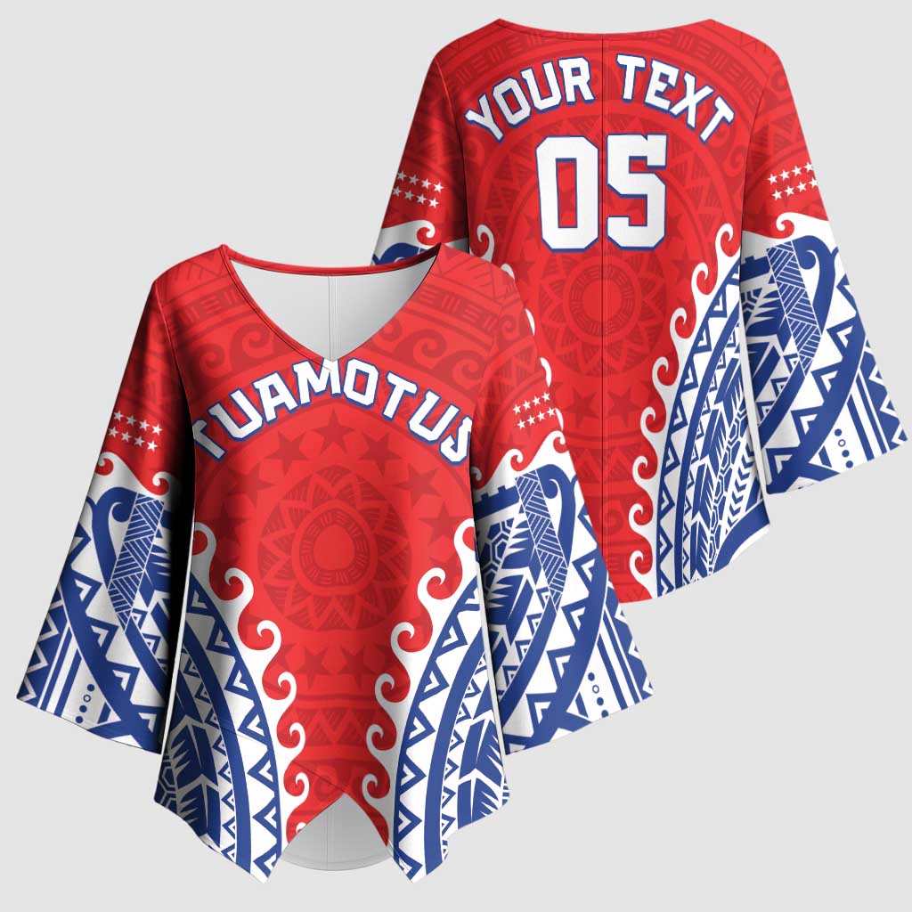 Custom Tuamotu Archipelago Kimono Sleeve Blouse Polynesian Tribal Tattoo