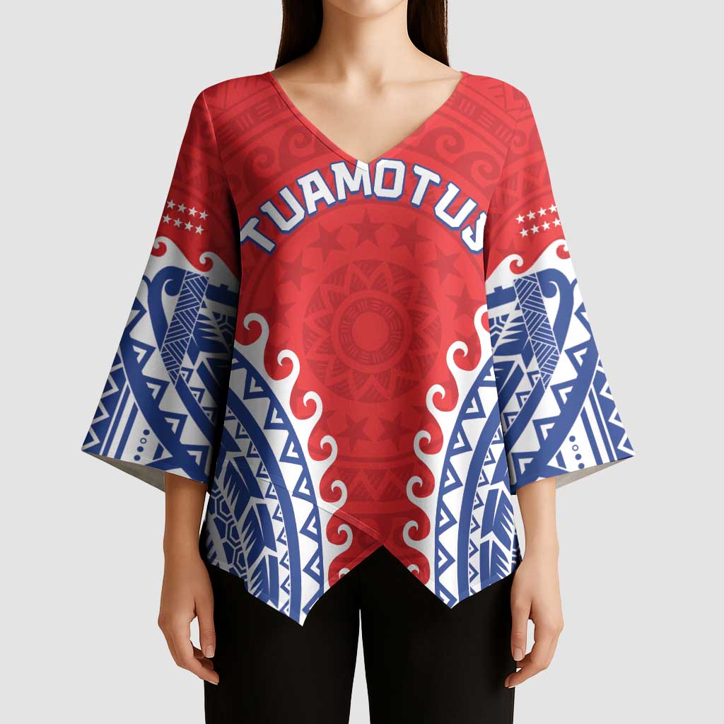 Custom Tuamotu Archipelago Kimono Sleeve Blouse Polynesian Tribal Tattoo