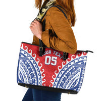 Custom Tuamotu Archipelago Leather Tote Bag Polynesian Tribal Tattoo LT05 Red - Polynesian Pride