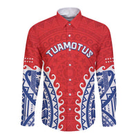 Custom Tuamotu Archipelago Long Sleeve Button Shirt Polynesian Tribal Tattoo