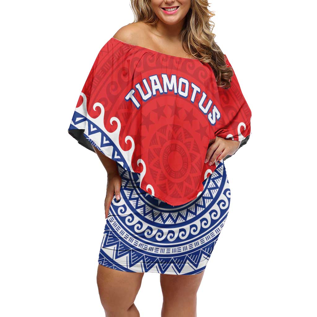 Custom Tuamotu Archipelago Off Shoulder Short Dress Polynesian Tribal Tattoo