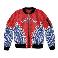 Custom Tuamotu Archipelago Sleeve Zip Bomber Jacket Polynesian Tribal Tattoo LT05 Unisex Red - Polynesian Pride