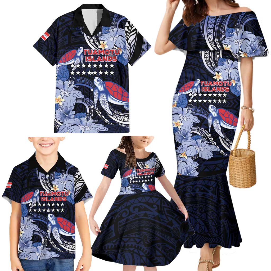 Tuamotu Islands Family Matching Mermaid Dress and Hawaiian Shirt Polynesian Pattern With Turtle LT05 - Polynesian Pride