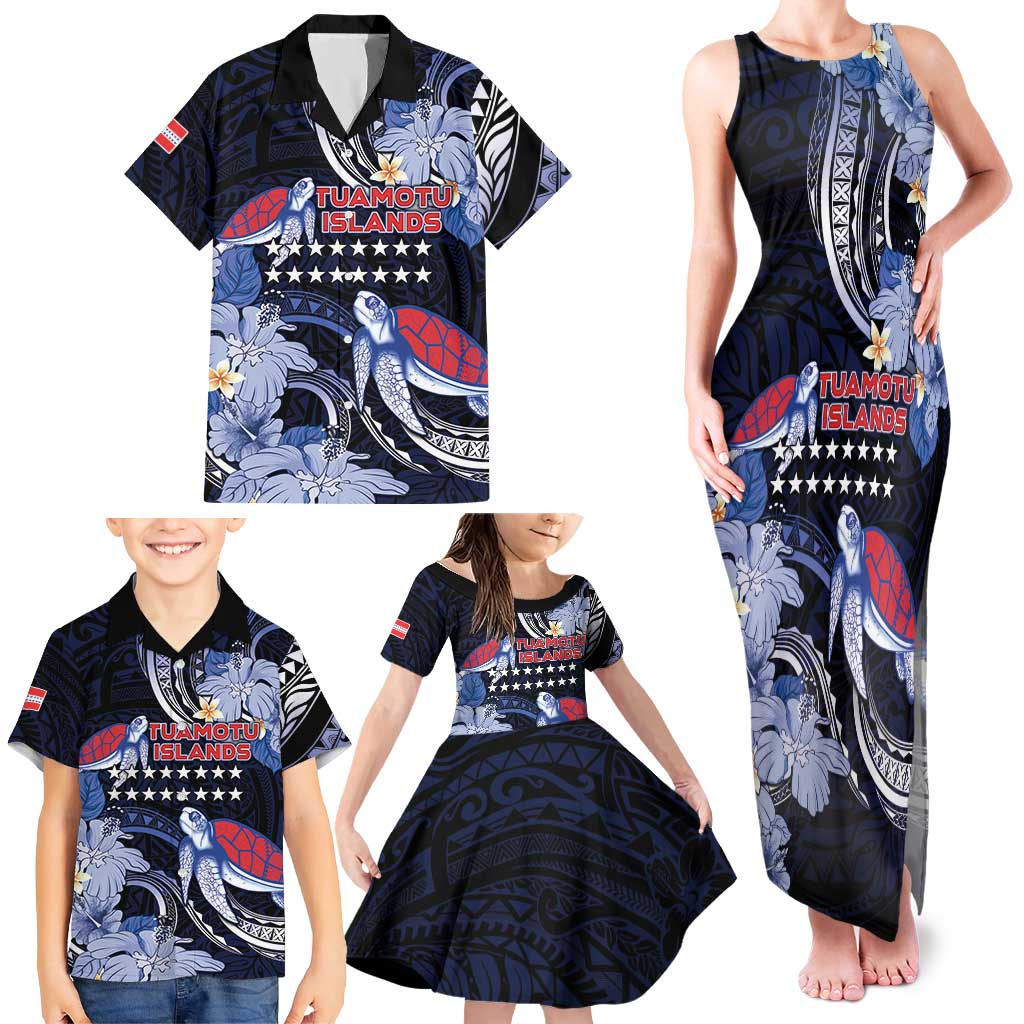 Tuamotu Islands Family Matching Tank Maxi Dress and Hawaiian Shirt Polynesian Pattern With Turtle LT05 - Polynesian Pride
