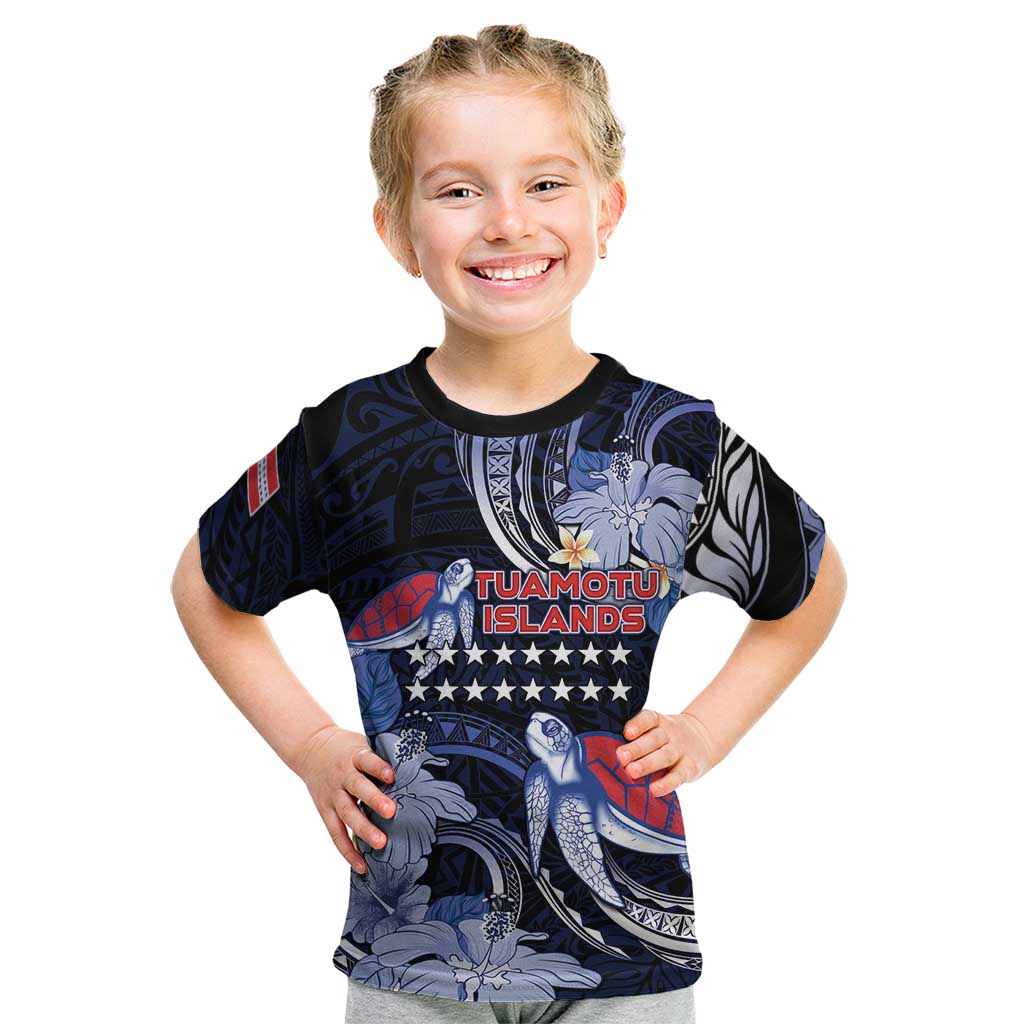 Tuamotu Islands Kid T Shirt Polynesian Pattern With Turtle