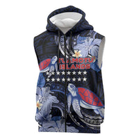 Tuamotu Islands Sleeveless Zip Hoodie Polynesian Pattern With Turtle LT05 Black - Polynesian Pride