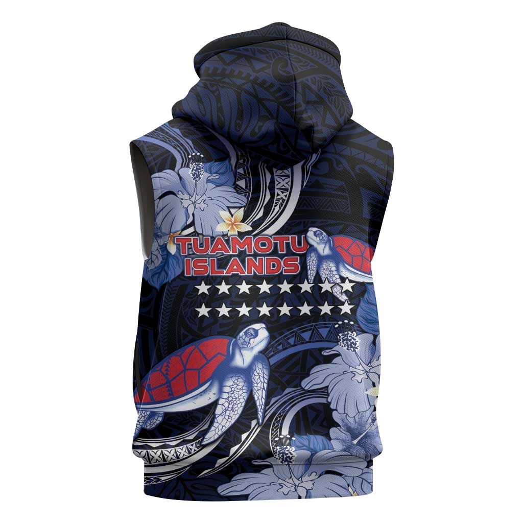 Tuamotu Islands Sleeveless Zip Hoodie Polynesian Pattern With Turtle LT05 - Polynesian Pride