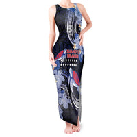 Tuamotu Islands Tank Maxi Dress Polynesian Pattern With Turtle LT05 Women Black - Polynesian Pride