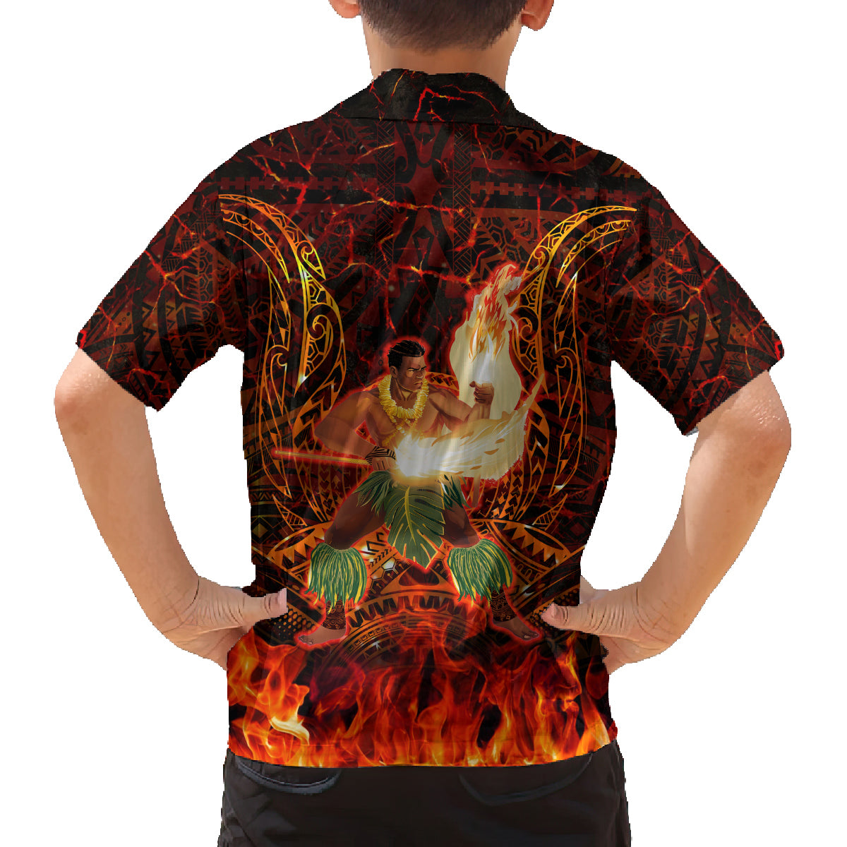 Samoa Siva Afi Festival Family Matching Tank Maxi Dress and Hawaiian Shirt Fire Knife Dancing LT05 - Polynesian Pride