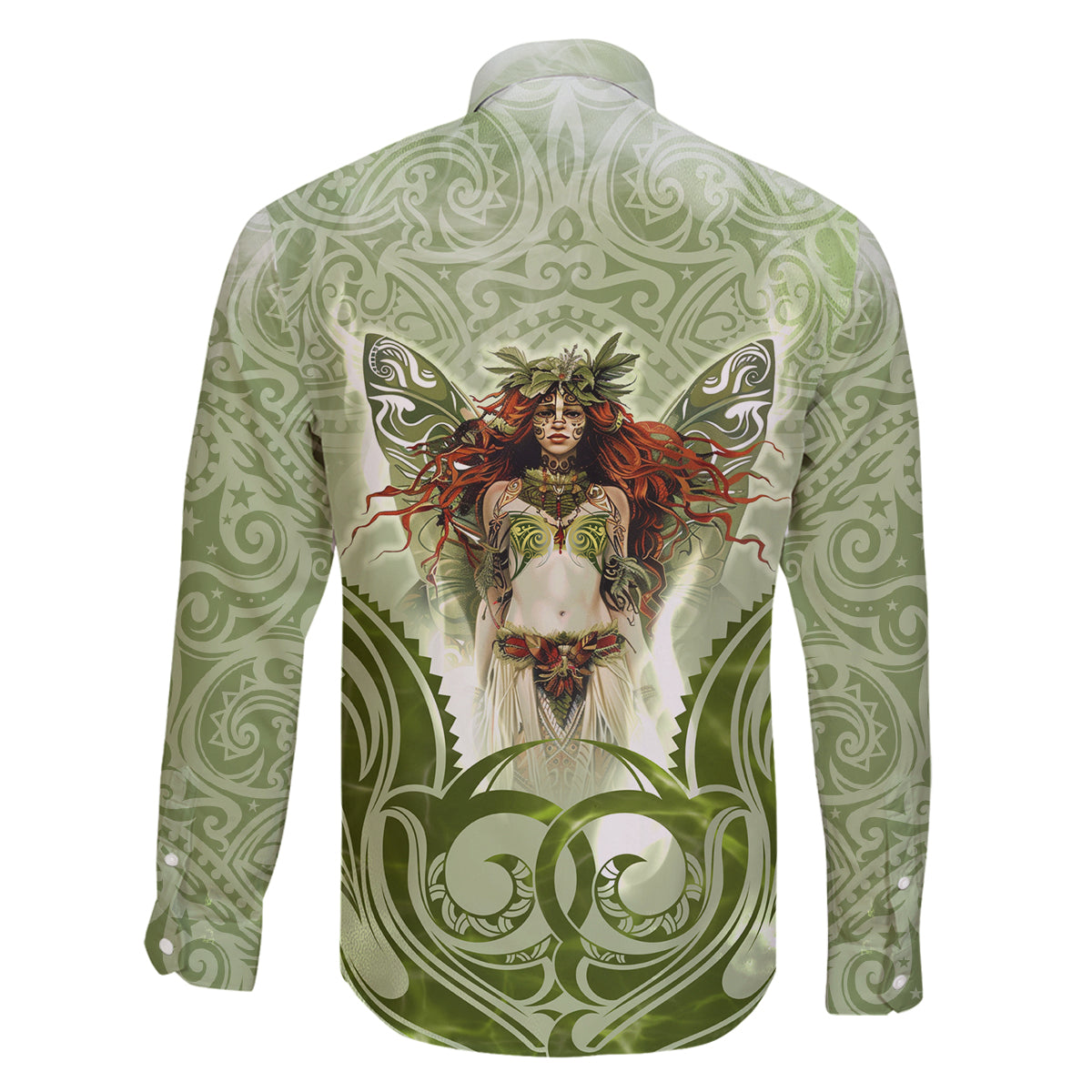 New Zealand Maori Fairy Patupaiarehe Family Matching Off Shoulder Long Sleeve Dress and Hawaiian Shirt Polynesian Style LT05 - Polynesian Pride