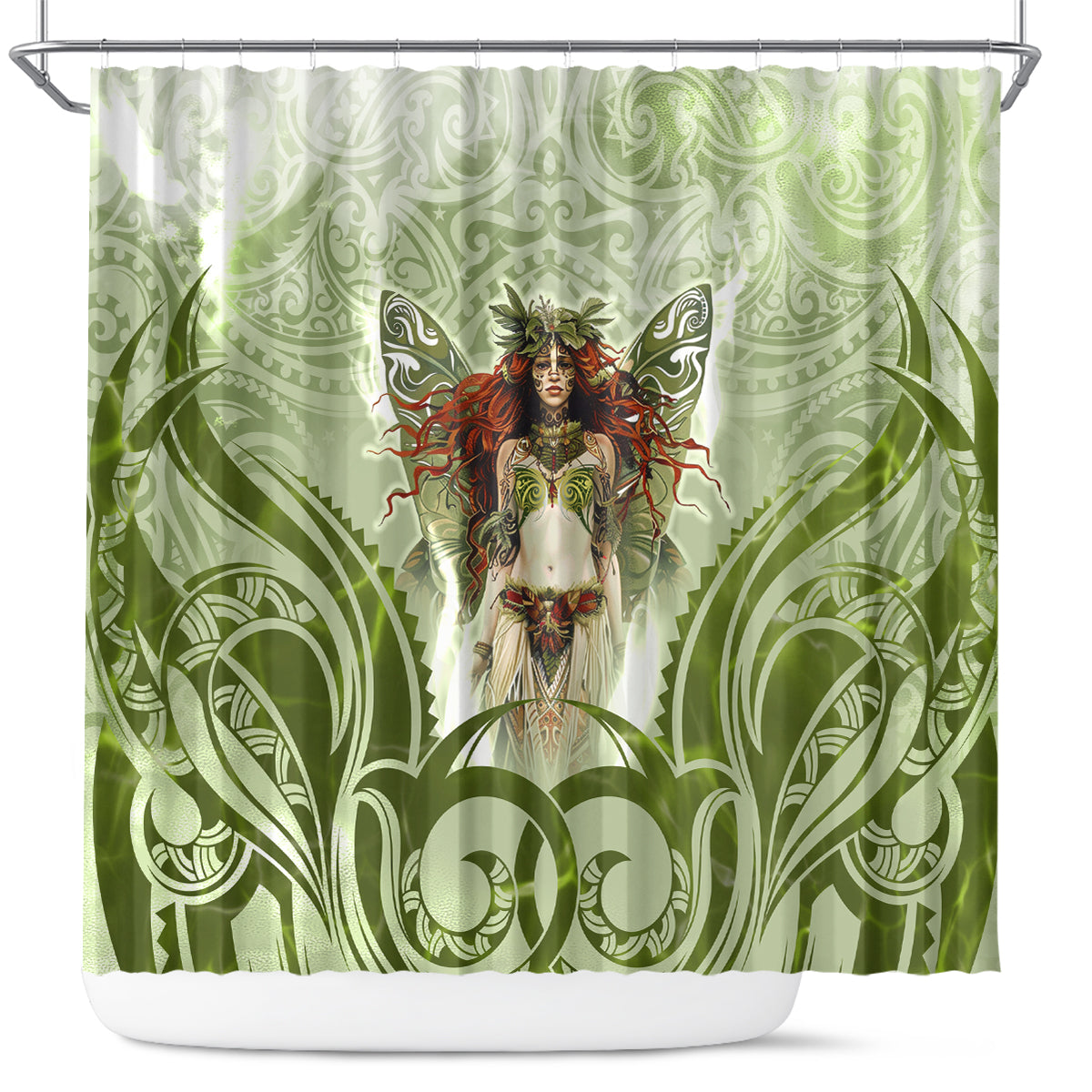 New Zealand Maori Fairy Patupaiarehe Shower Curtain Polynesian Style LT05 Red - Polynesian Pride